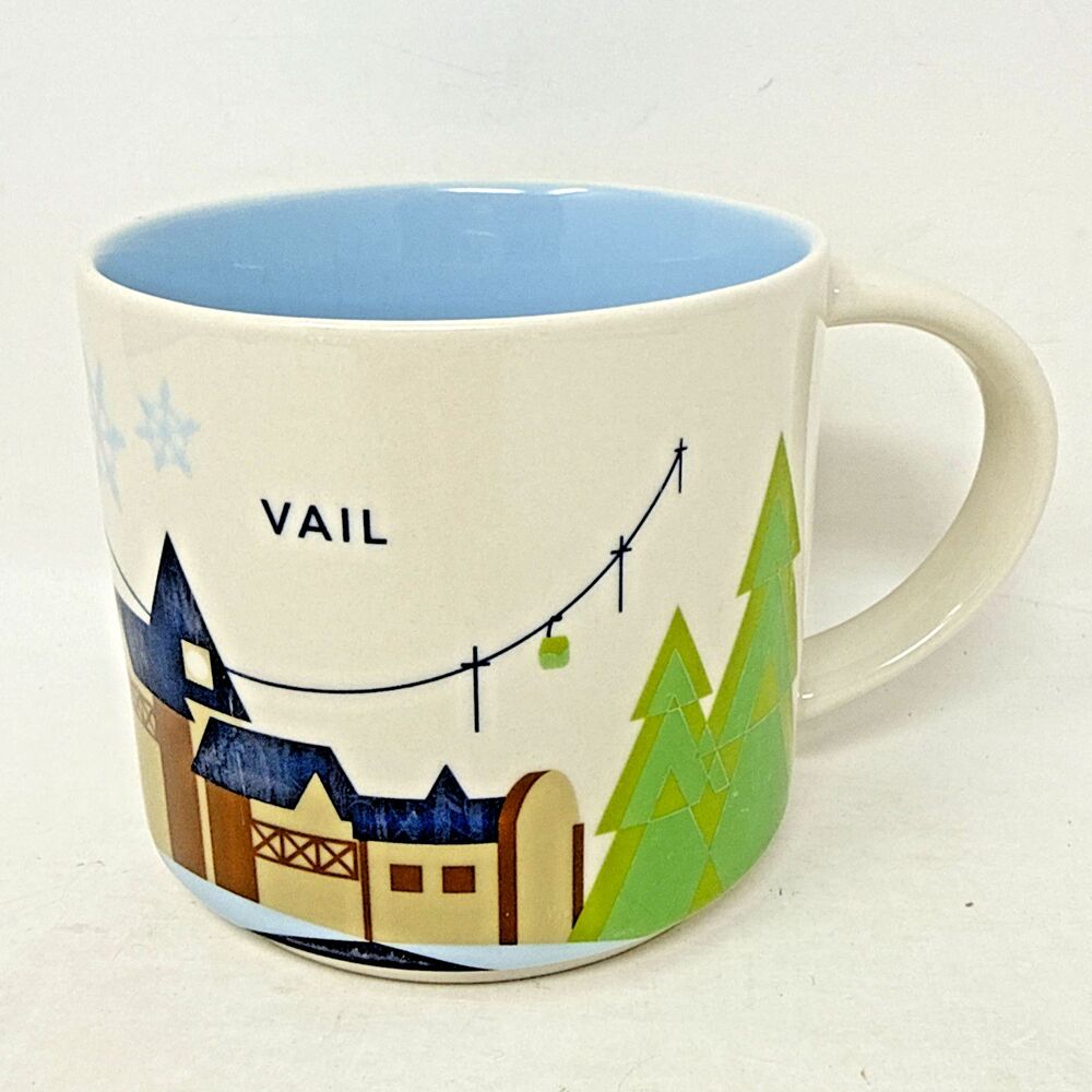 Starbucks Vail You Are Here Collection Series Coffee Mug 14oz Blue White 2016